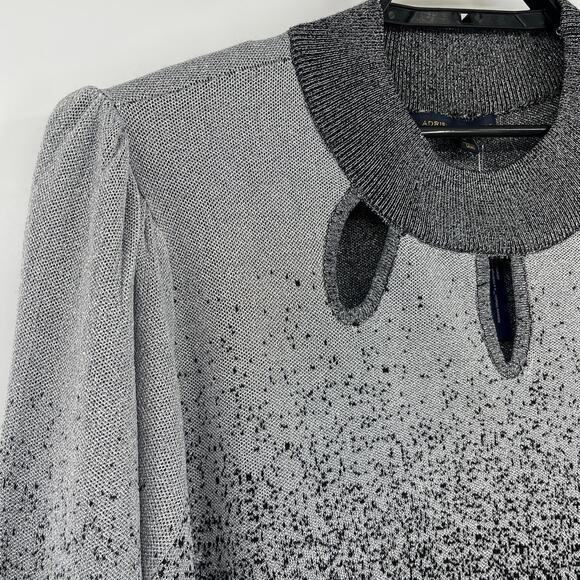 Adrienne Vittadini Sparkly Womens Sweater Sz 1X Holiday Keyhole Ombre Metallic - Picture 3 of 9